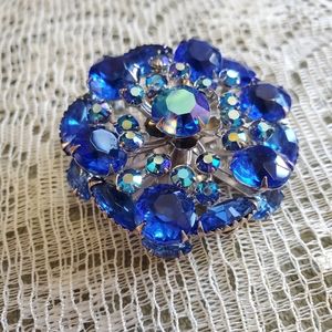 Vintage 1950s 3-D Blue Aurora Borealis Judy Lee Brooch
